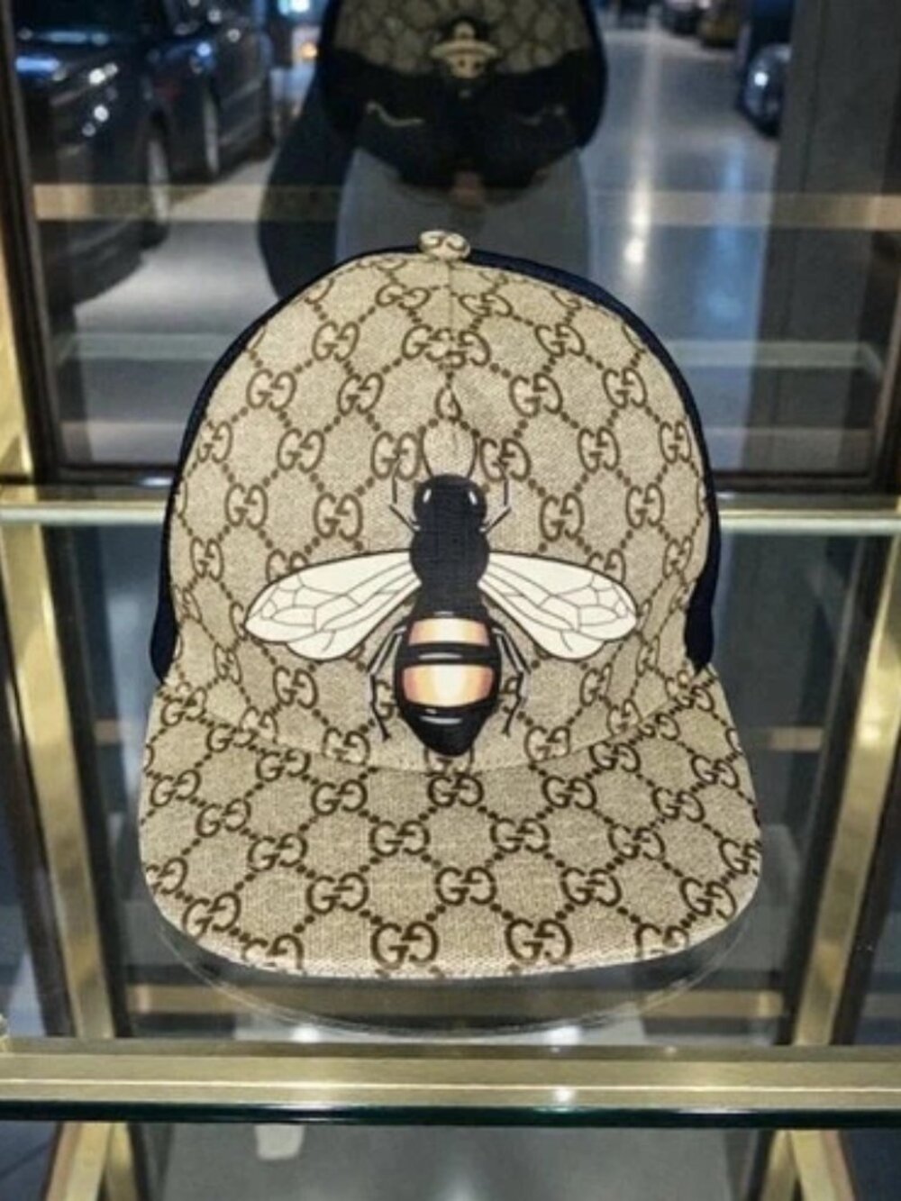 GUCCI Bee Print Supreme Strap Baseball Cap / Mesh Trucker Hat W/ Dust Bag M